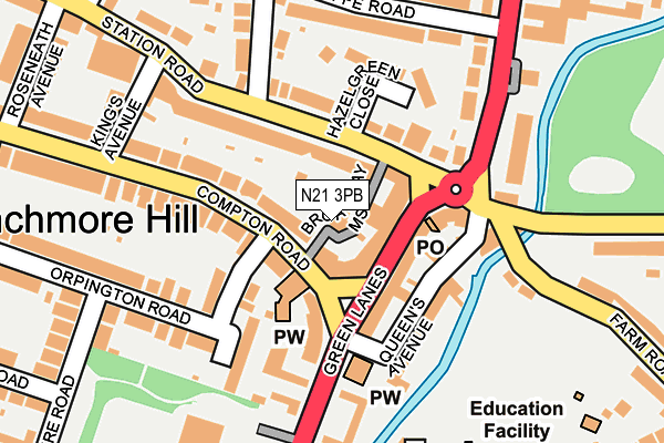 N21 3PB map - OS OpenMap – Local (Ordnance Survey)