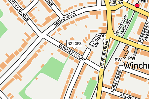 N21 3PS map - OS OpenMap – Local (Ordnance Survey)