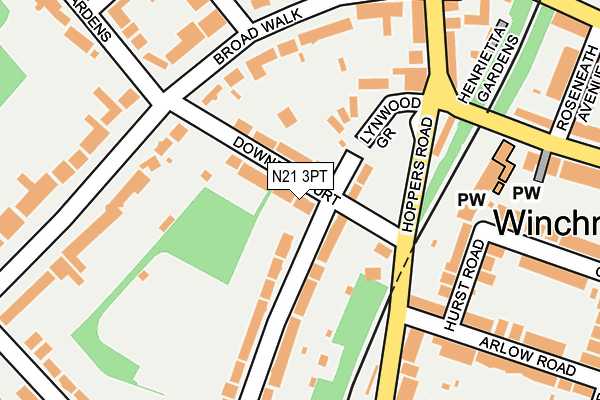 N21 3PT map - OS OpenMap – Local (Ordnance Survey)