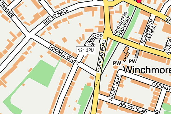 N21 3PU map - OS OpenMap – Local (Ordnance Survey)