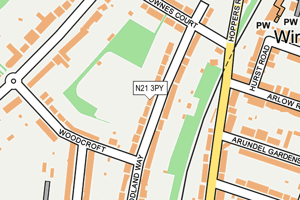N21 3PY map - OS OpenMap – Local (Ordnance Survey)