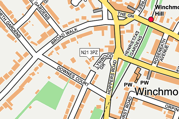 N21 3PZ map - OS OpenMap – Local (Ordnance Survey)