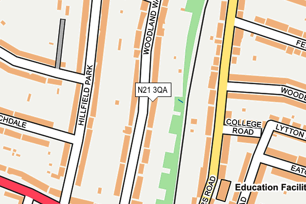 N21 3QA map - OS OpenMap – Local (Ordnance Survey)