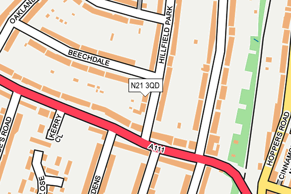 N21 3QD map - OS OpenMap – Local (Ordnance Survey)