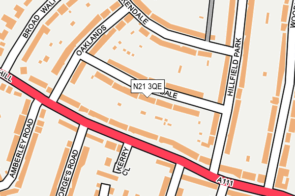 N21 3QE map - OS OpenMap – Local (Ordnance Survey)