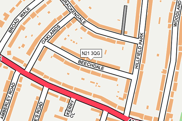N21 3QG map - OS OpenMap – Local (Ordnance Survey)