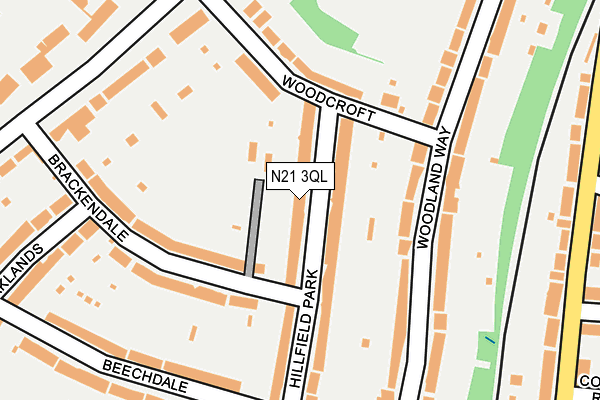 N21 3QL map - OS OpenMap – Local (Ordnance Survey)