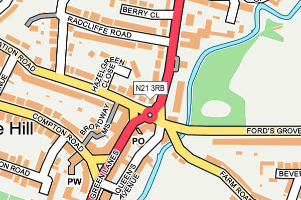 N21 3RB map - OS OpenMap – Local (Ordnance Survey)