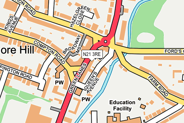 N21 3RE map - OS OpenMap – Local (Ordnance Survey)