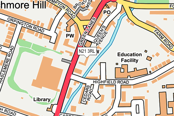 N21 3RL map - OS OpenMap – Local (Ordnance Survey)