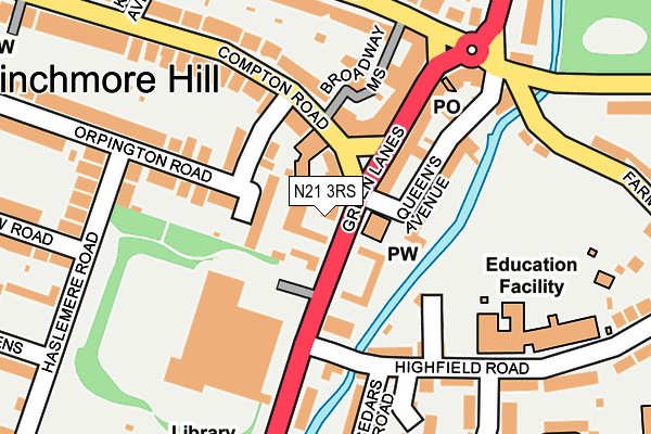 N21 3RS map - OS OpenMap – Local (Ordnance Survey)