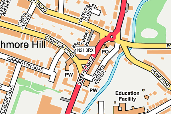 N21 3RX map - OS OpenMap – Local (Ordnance Survey)