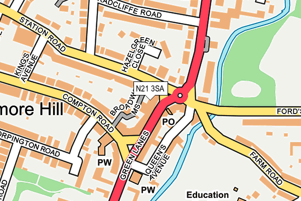 N21 3SA map - OS OpenMap – Local (Ordnance Survey)