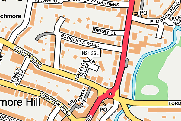 N21 3SL map - OS OpenMap – Local (Ordnance Survey)