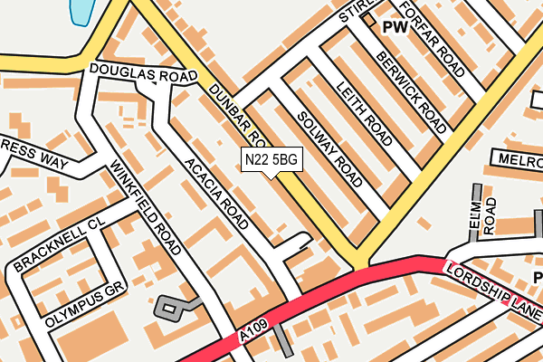 N22 5BG map - OS OpenMap – Local (Ordnance Survey)