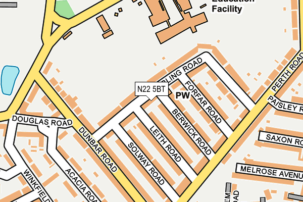 N22 5BT map - OS OpenMap – Local (Ordnance Survey)