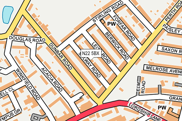 N22 5BX map - OS OpenMap – Local (Ordnance Survey)