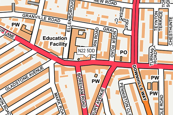 N22 5DD map - OS OpenMap – Local (Ordnance Survey)