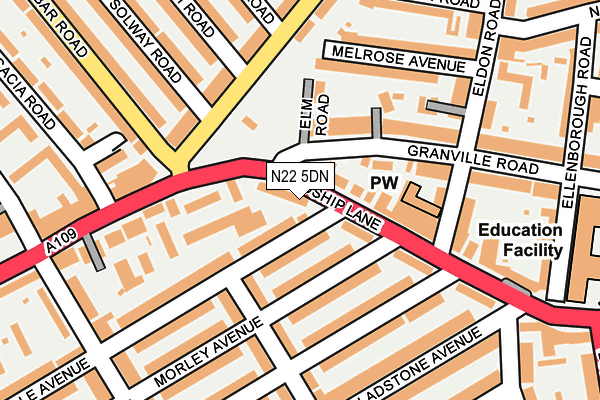 N22 5DN map - OS OpenMap – Local (Ordnance Survey)