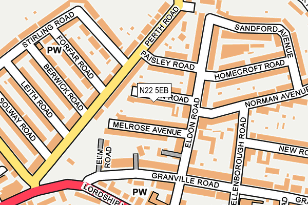 N22 5EB map - OS OpenMap – Local (Ordnance Survey)