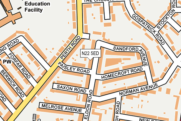 N22 5ED map - OS OpenMap – Local (Ordnance Survey)