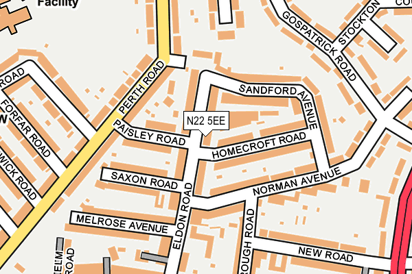 N22 5EE map - OS OpenMap – Local (Ordnance Survey)
