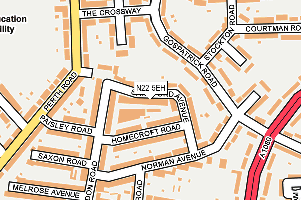 N22 5EH map - OS OpenMap – Local (Ordnance Survey)