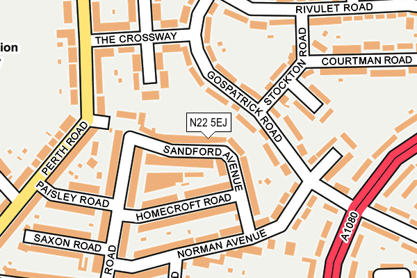 N22 5EJ map - OS OpenMap – Local (Ordnance Survey)