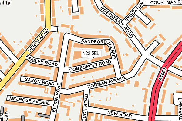 N22 5EL map - OS OpenMap – Local (Ordnance Survey)