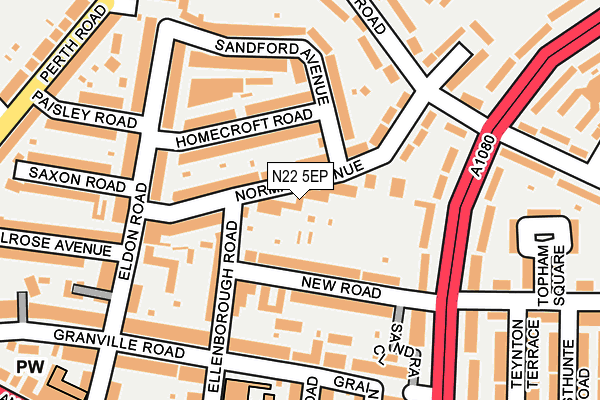 N22 5EP map - OS OpenMap – Local (Ordnance Survey)