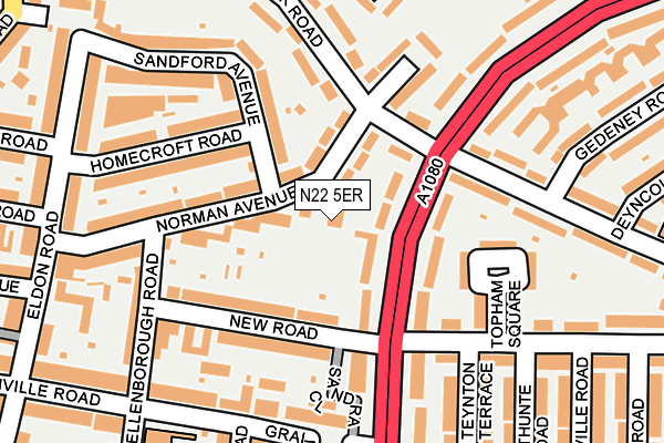 N22 5ER map - OS OpenMap – Local (Ordnance Survey)