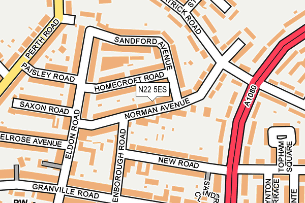 N22 5ES map - OS OpenMap – Local (Ordnance Survey)