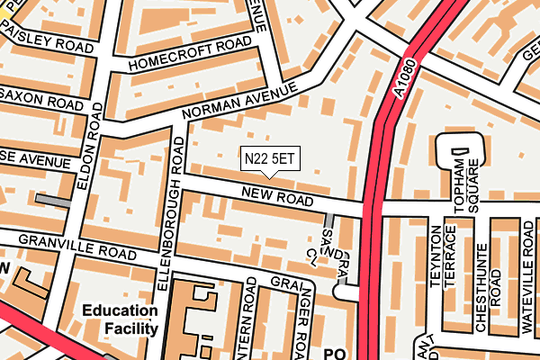 N22 5ET map - OS OpenMap – Local (Ordnance Survey)
