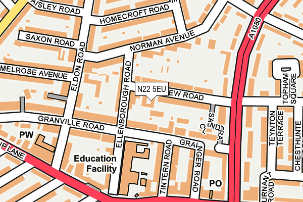 N22 5EU map - OS OpenMap – Local (Ordnance Survey)