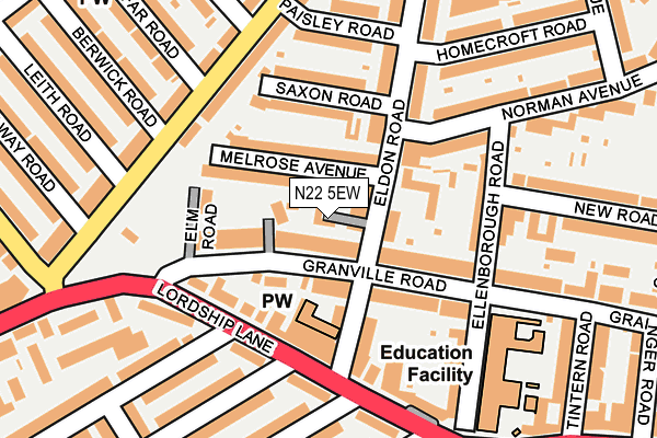N22 5EW map - OS OpenMap – Local (Ordnance Survey)