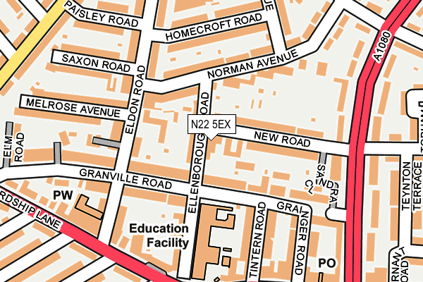 N22 5EX map - OS OpenMap – Local (Ordnance Survey)