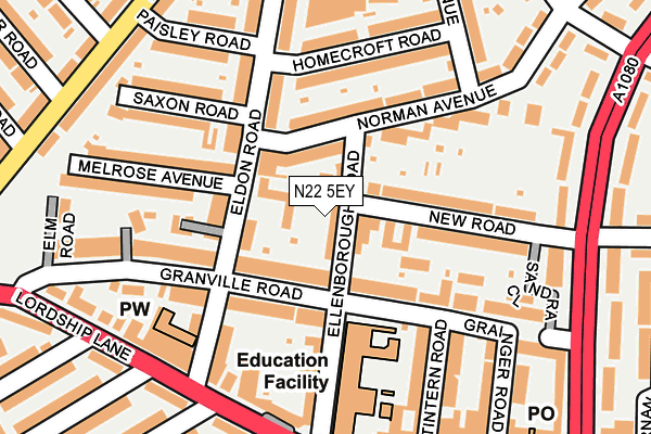 N22 5EY map - OS OpenMap – Local (Ordnance Survey)