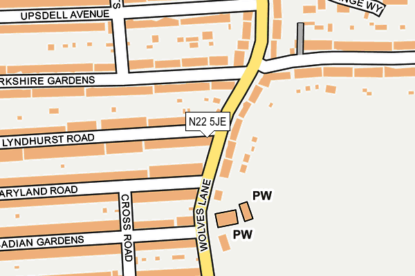 N22 5JE map - OS OpenMap – Local (Ordnance Survey)