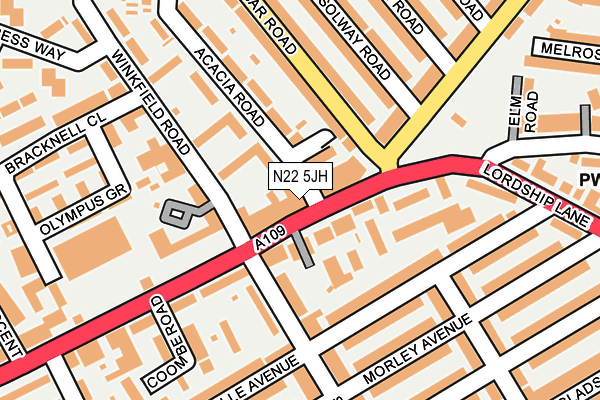 N22 5JH map - OS OpenMap – Local (Ordnance Survey)