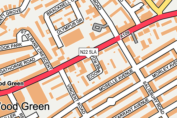N22 5LA map - OS OpenMap – Local (Ordnance Survey)