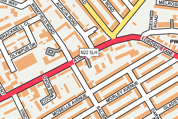 N22 5LH map - OS OpenMap – Local (Ordnance Survey)