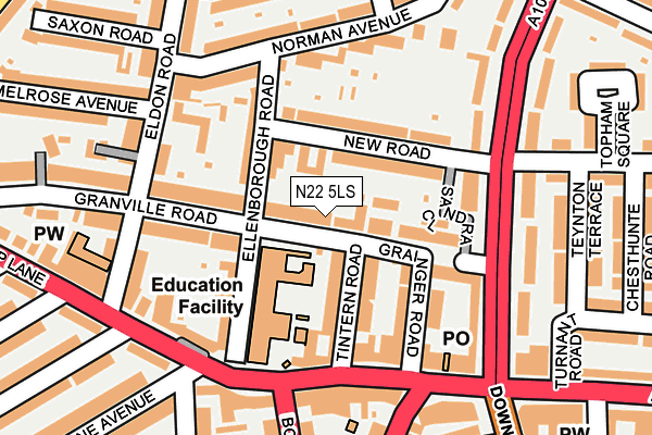 N22 5LS map - OS OpenMap – Local (Ordnance Survey)