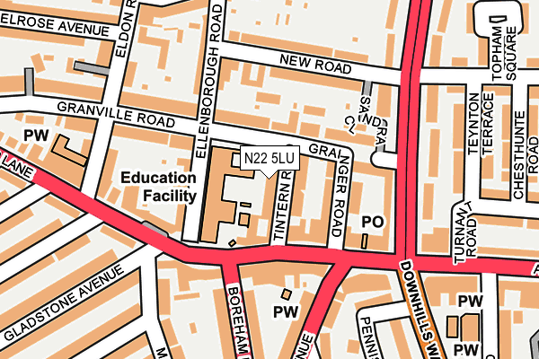 N22 5LU map - OS OpenMap – Local (Ordnance Survey)