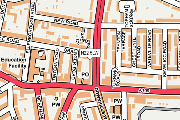 N22 5LW map - OS OpenMap – Local (Ordnance Survey)