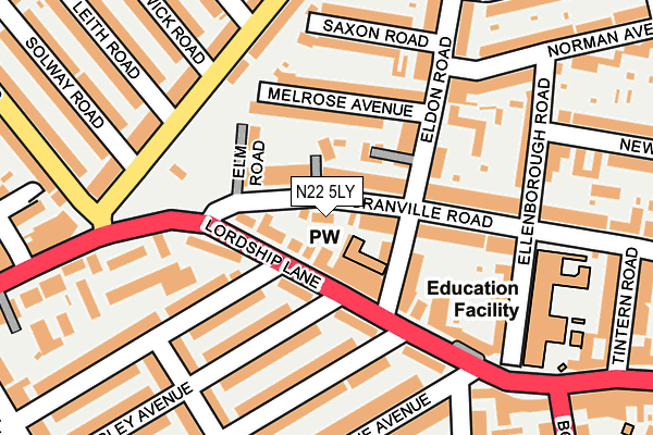 N22 5LY map - OS OpenMap – Local (Ordnance Survey)