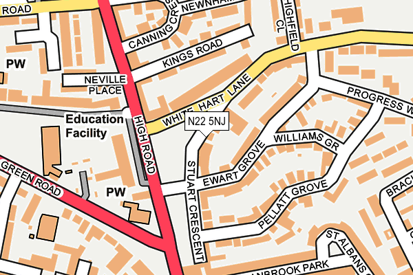 N22 5NJ map - OS OpenMap – Local (Ordnance Survey)
