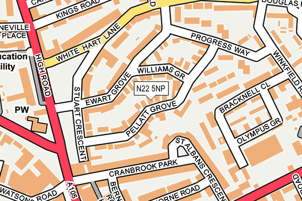 N22 5NP map - OS OpenMap – Local (Ordnance Survey)