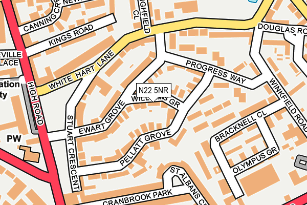 N22 5NR map - OS OpenMap – Local (Ordnance Survey)