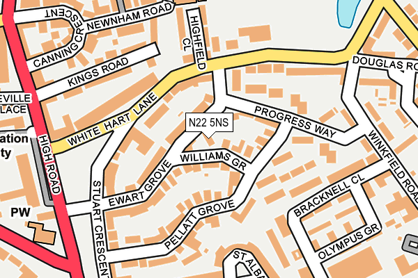 N22 5NS map - OS OpenMap – Local (Ordnance Survey)