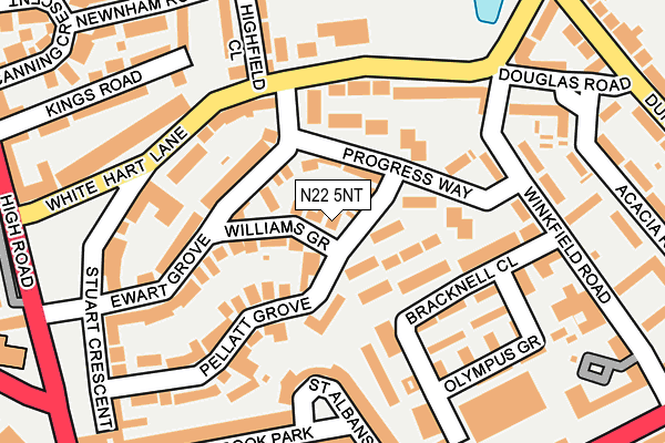 N22 5NT map - OS OpenMap – Local (Ordnance Survey)